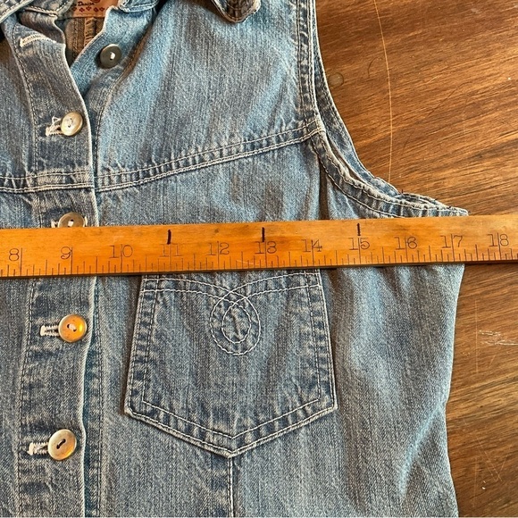 Vintage Denim Sleeveless Maxi Dress Jeans Button Down Fitted Size M - Picture 10 of 12